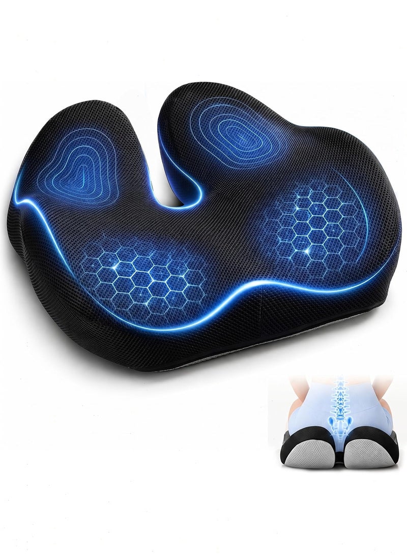 Topyich Ergonomic U-Shaped Memory Foam Seat Cushion, Non-Slip Breathable Cushion with Removable Cover, Tailbone Pressure Relief Pad for Office Chair, Car Seat & Home - Image 1