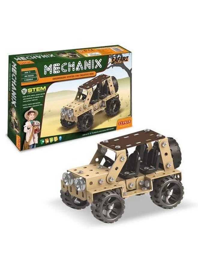 Mechanix MECHANIX Safari Series, 155 Pieces in The Game, Can Make 5 Different Safari Cars Models, Made in India Game, for 8+ Years of Kids, Multicolor  - Image 2
