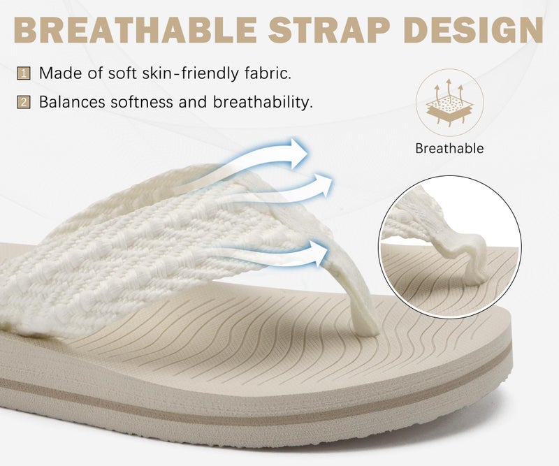 COFACE Womens Orthopedic Flip Flops Comfortable Orthotic Arch Support Sandals Open Toe Soft Cushion Recovery Plantar Fasciitis 2025 Summer Walking Slip On Ladies Flip Flops for Woman Beige Size 8 - Image 5