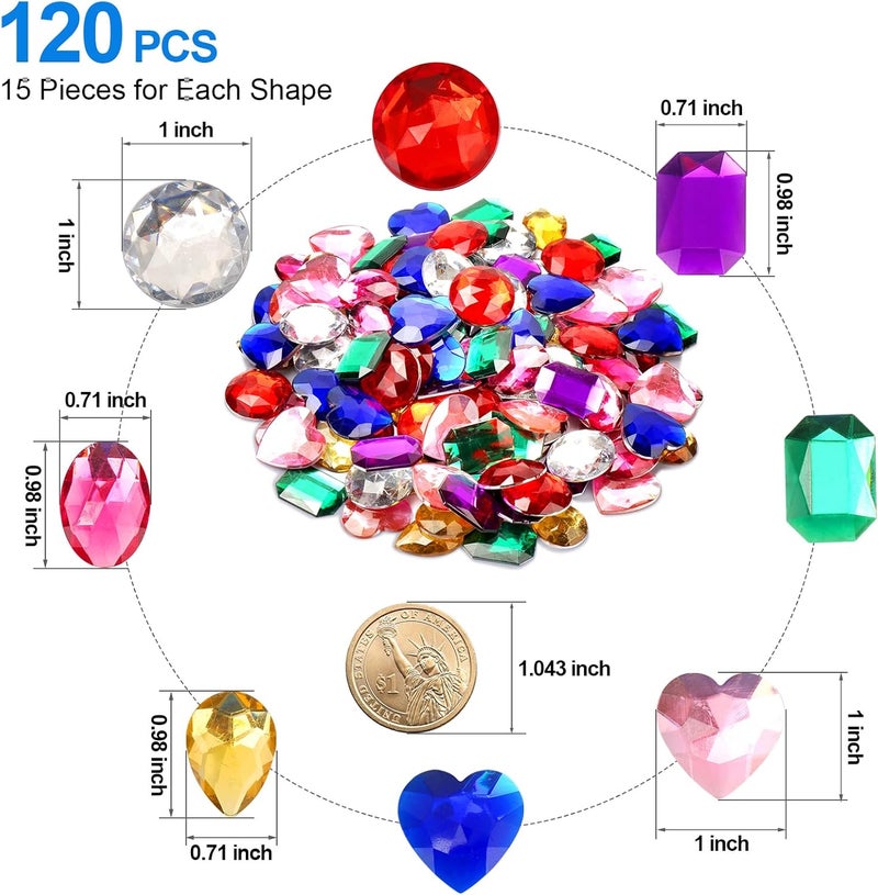 TeeLiy 1" Jewels for Crafting Assorted Colorful Flat Back Heart Shaped Jewel Gems Acrylic Rhinestones for Crafts, Manualidades Accesorios Decoraciones Costume Making Cosplay Jewels for Embelishments 120 Pack - Image 2