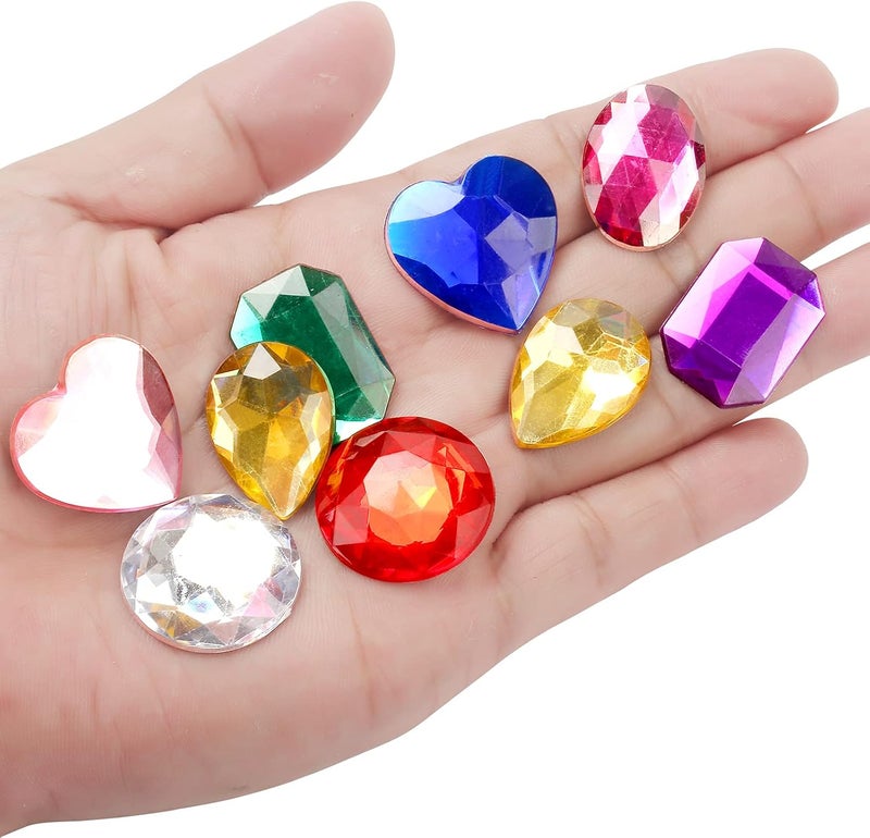 TeeLiy 1" Jewels for Crafting Assorted Colorful Flat Back Heart Shaped Jewel Gems Acrylic Rhinestones for Crafts, Manualidades Accesorios Decoraciones Costume Making Cosplay Jewels for Embelishments 120 Pack - Image 3