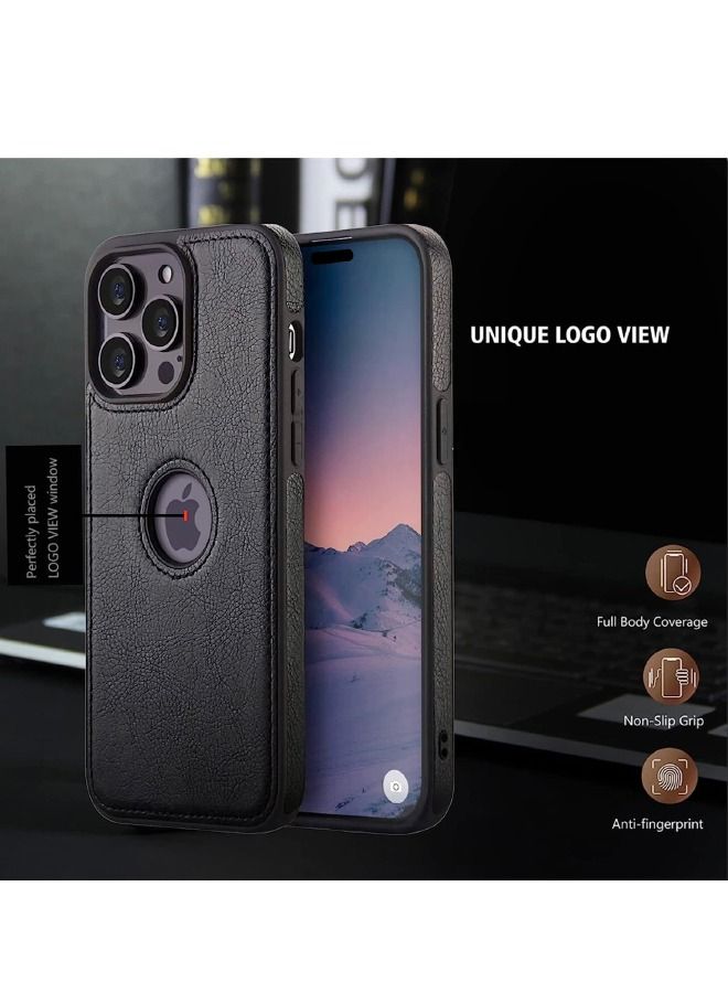 Mikki iPhone 14 Pro Max Case, Vegan Leather Protective Case for iPhone 14 Pro Max 6.7", Luxury, Elegant and Beautiful Design Cover, Non-Slip Vintage Looking Perfect Stitching Leather Case (Black) - Image 3