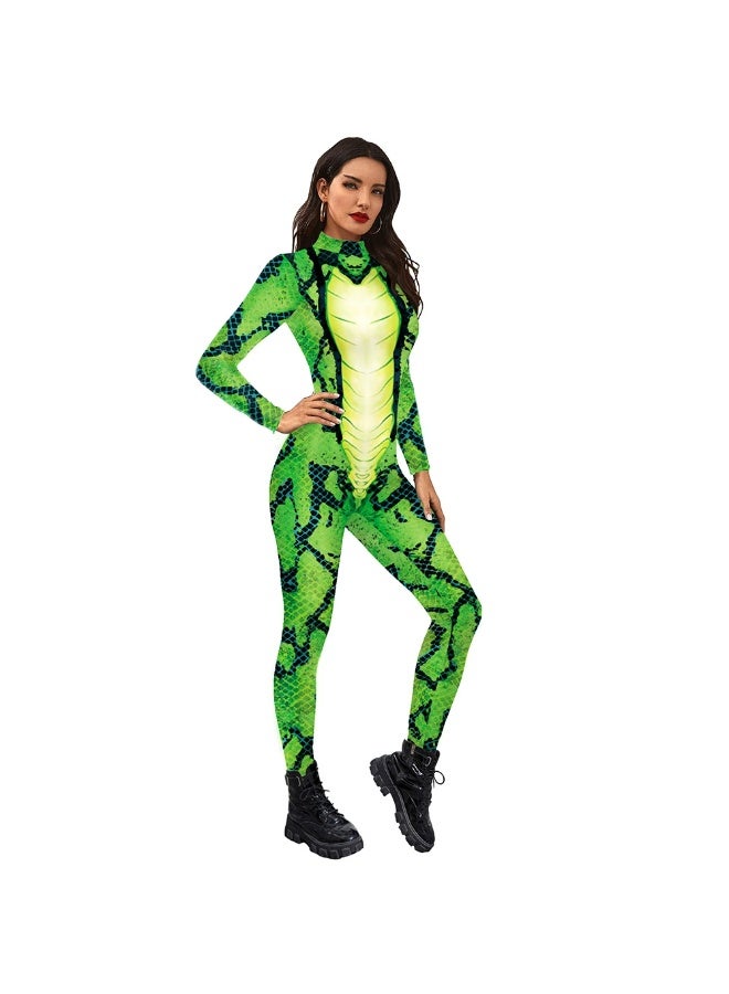 general Women's one-piece costume animal chameleon patterned one-piece pants stage performance outfit long-sleeved tight-fitting shirt woman - Image 1