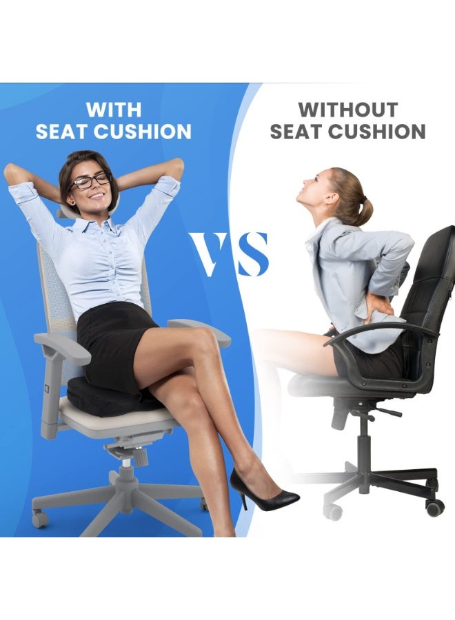 Seat Cushion - Memory Foam Cushion for Office Chair, Car Seat, Airplane, Bleacher - Sciatica & Hip & Coccyx Pain Relief Desk Chair Cushion for Long Sitting Office Workers, Car Drivers - Image 5