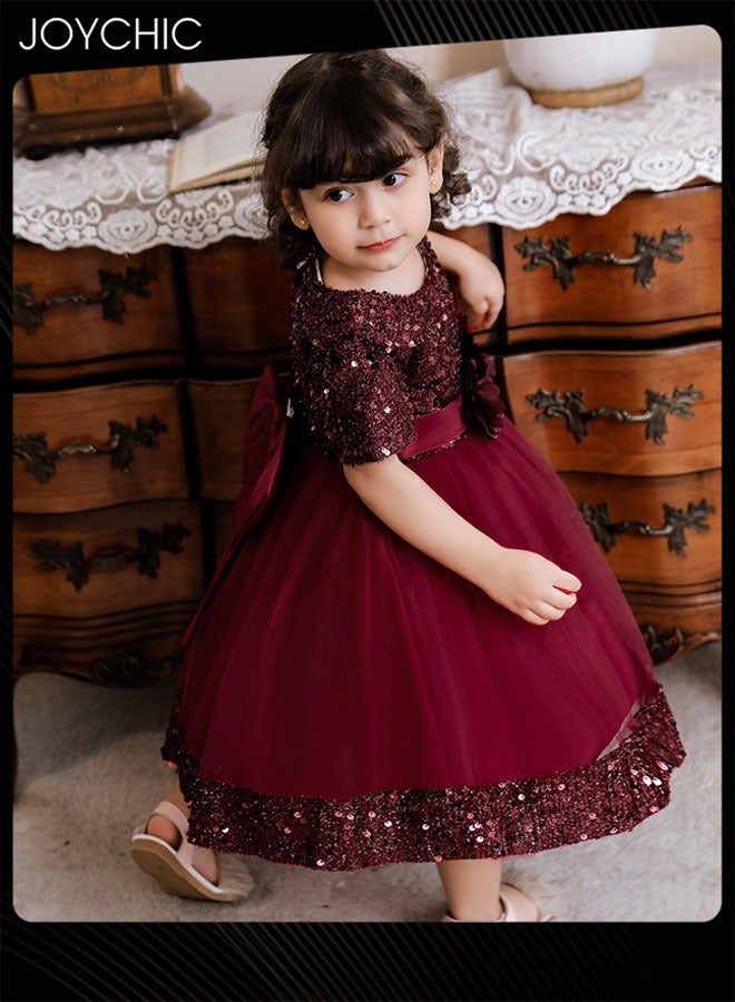 Joychic Girl Summer Short Sleeve Round-Neck Dress Childrens Sequin Princess Dress - Image 3
