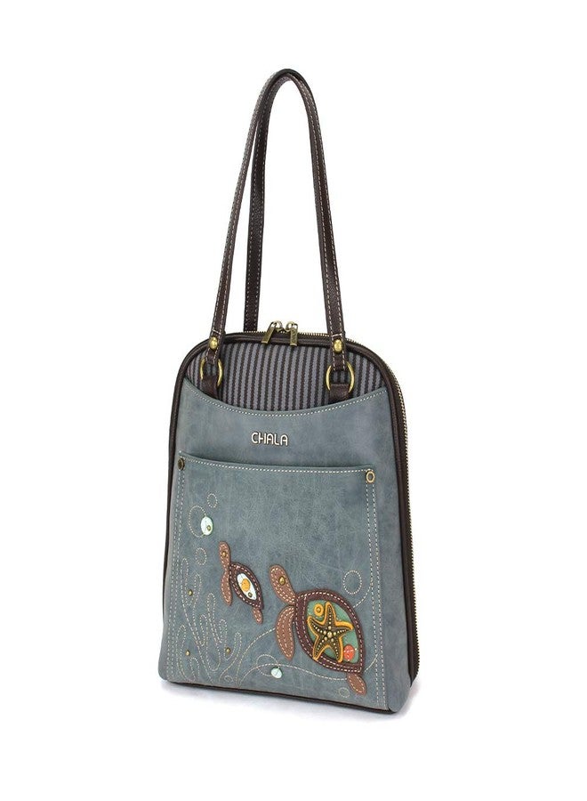 Chala Handbags Turtle Convertible Backpack Purse Turtle Lovers, Indigo color, 10.5 inch x 10.5 inch x 4 inch (TUT-BK1) - Image 2