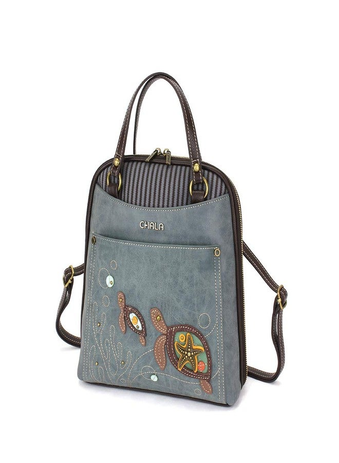 Chala Handbags Turtle Convertible Backpack Purse Turtle Lovers, Indigo color, 10.5 inch x 10.5 inch x 4 inch (TUT-BK1) - Image 1