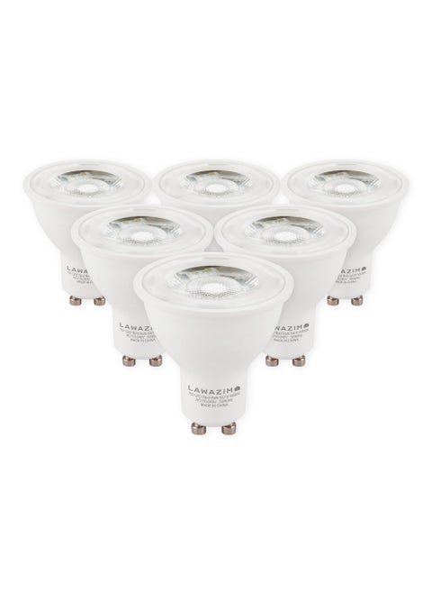 طقم لمبة مكون من 6 قطع 7 واط - 6500K أبيض - لمبات LED Spot GU10، تعادل 75 واط، موفرة للطاقة، غير قابلة للتعتيم، سطوع 518 لومن، عمر طويل 15,000 ساعة، مثالية للإضاءة السقف، الإضاءة المدمجة، إضاءة دائرية، إضاءة فعّالة للمساحات الداخلية.