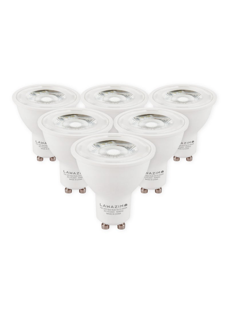 LAWAZIM - 7W LED Spot GU10 -6 Piece 6500K Daylight- Energy Saving 75W Equivalent Non-Dimmable Lightbulbs with 518 Lumens and a Lifespan of 15,000 Hours- Ideal for Ceiling Lights and Recessed Fixtures - Image 1