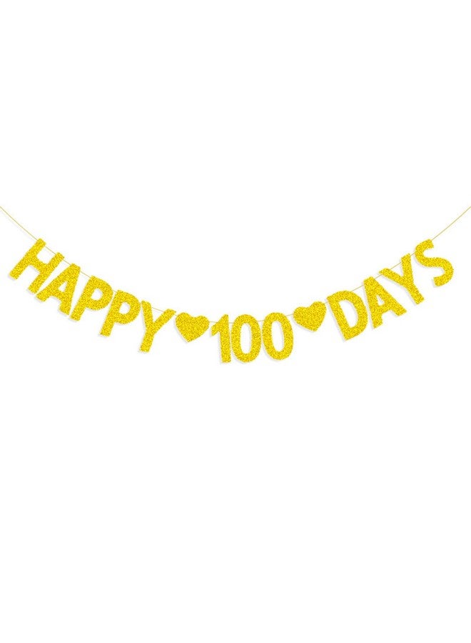 Morndew Gold Glitter Happy 100 days Banner for Baby Shower Birthday Party Decorations Supplies - Image 1