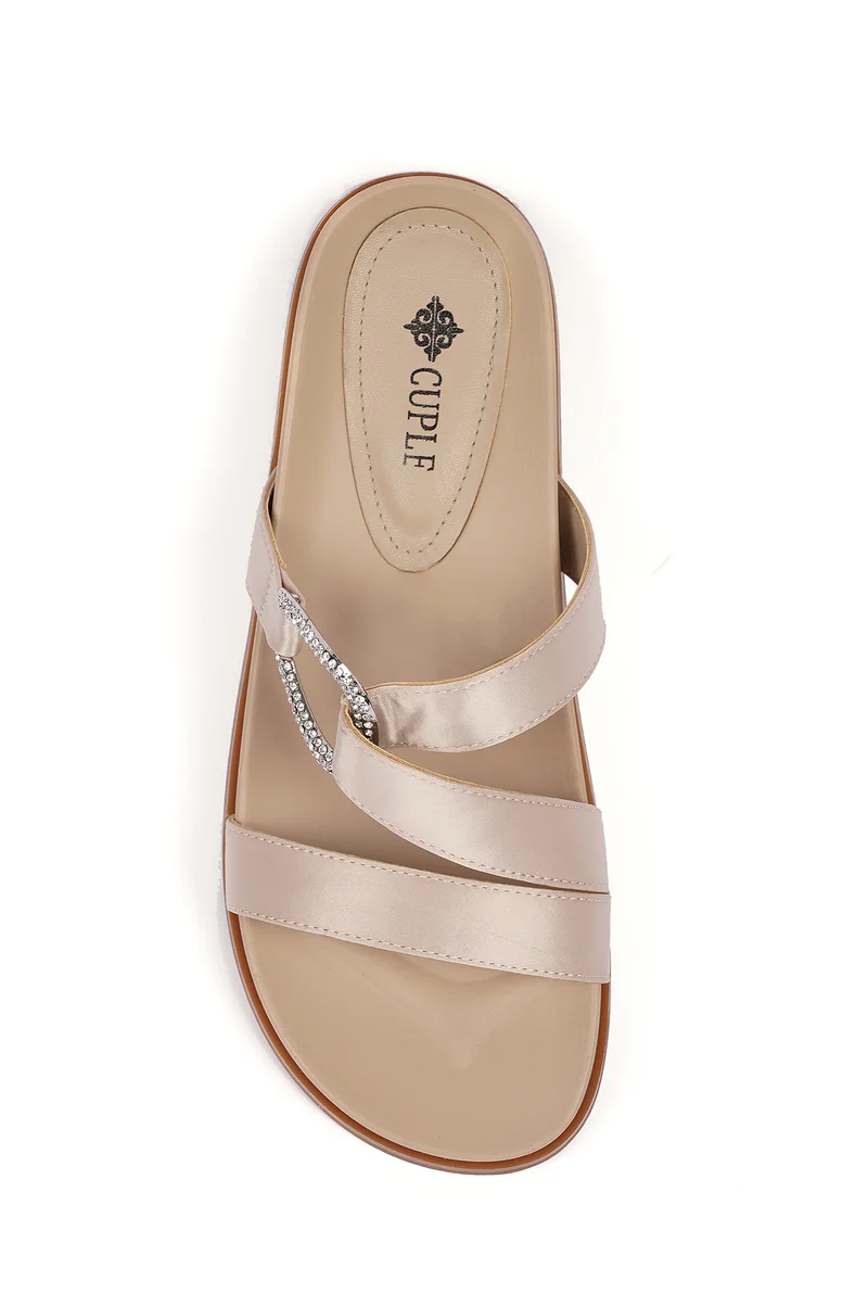 Cuple Womens cross strap Flats Sandals