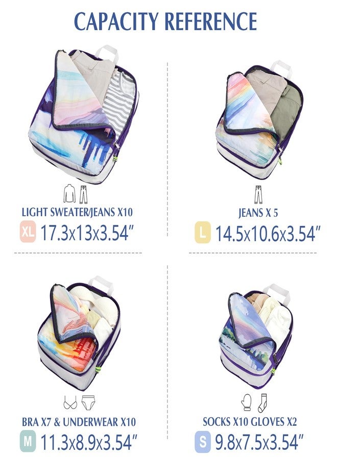 Gonex Compression Packing Cubes, 4pcs Expandable Storage Travel Luggage Bags Organizers, Travel Cubes for Suitcase Carry On (Rainbow) - Image 4