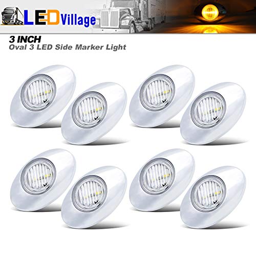 LEDVILLAGE Pack of 8 3 Inch Oval Clear Lens Amber LED 3825 SMD Cab Marker Panel Light with Chrome Bezel for Trailer Tractor Truck 12V DC Shockproof Q0 - Image 3
