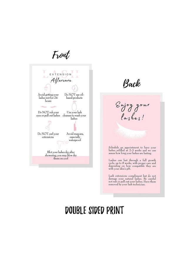 Boutique Marketing LLC Lash Extension Aftercare Cards ; 50 Pack ; Business Card Size 3.5 X 2Inch Inches ; Eyelash Extension Supplies ; White And Light Pink Design - Image 5
