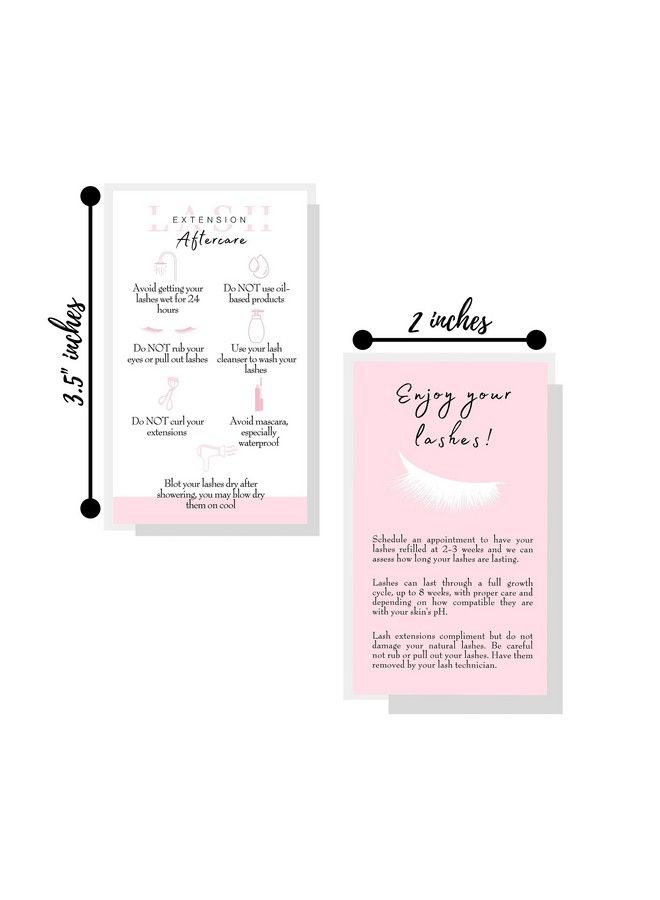 Boutique Marketing LLC Lash Extension Aftercare Cards ; 50 Pack ; Business Card Size 3.5 X 2Inch Inches ; Eyelash Extension Supplies ; White And Light Pink Design - Image 4