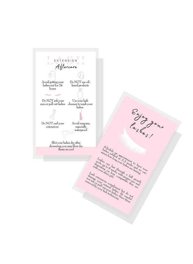 Boutique Marketing LLC Lash Extension Aftercare Cards ; 50 Pack ; Business Card Size 3.5 X 2Inch Inches ; Eyelash Extension Supplies ; White And Light Pink Design - Image 2