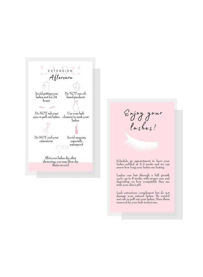 Boutique Marketing LLC Lash Extension Aftercare Cards ; 50 Pack ; Business Card Size 3.5 X 2Inch Inches ; Eyelash Extension Supplies ; White And Light Pink Design - Image 3