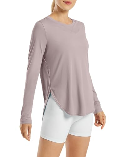 G4Free Women's Sun Shirt Long Sleeve Workout Tops UPF 50+ Outdoor Gym Hiking UV Shirts Quick Dry Lightweight(Gray Lilac,L) - Image 1