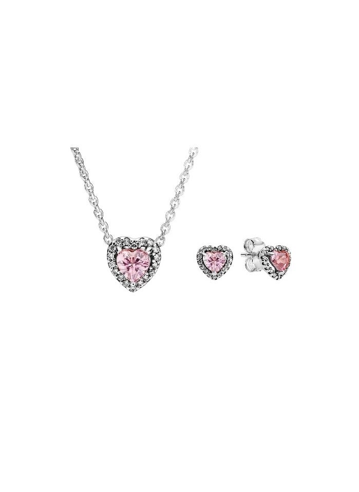 Pandora Violet Ladies Necklace Earrings Chain Choker Earrings Party Wedding Jewelry Set Love Gift  - Image 1
