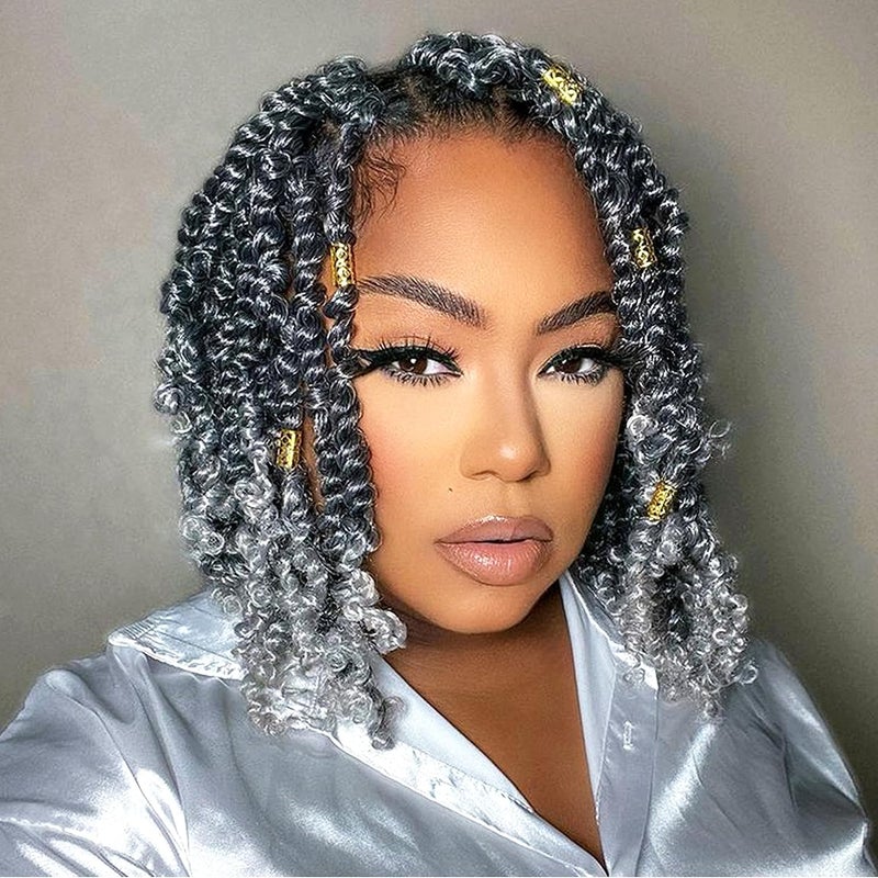 شعر باكستون باسيون 8 إنش 8 عبوات شعر كروشيه باسيون مجدول مسبقًا للنساء السود