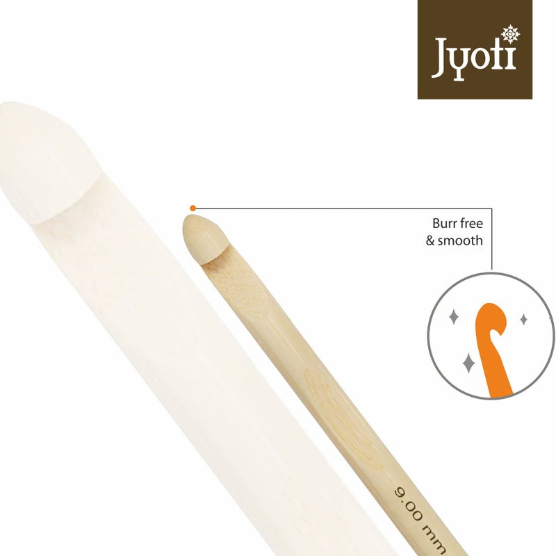 Jyoti Crochet Hook Bamboo for Wool Work, Hand Knitted Sewing DIY Craft Weaving Needle, Ideal for Sweaters, Purses, Scarves, Sling Bag, Hats, and Booties, # 15890 (6"/15cm of Size 00 / 9mm) - 2 Pieces - Image 4