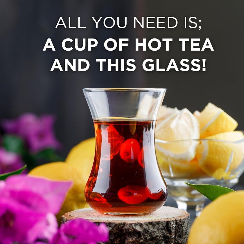 UMS Turkish Tea Glass Set, 10 Glasses, Big Size, Slim Waist Design and Thick Sole Prevent Tea From Getting Cold, Easy to Keep for 10 People, Useful Tea Set (10 Pieces) - Image 3