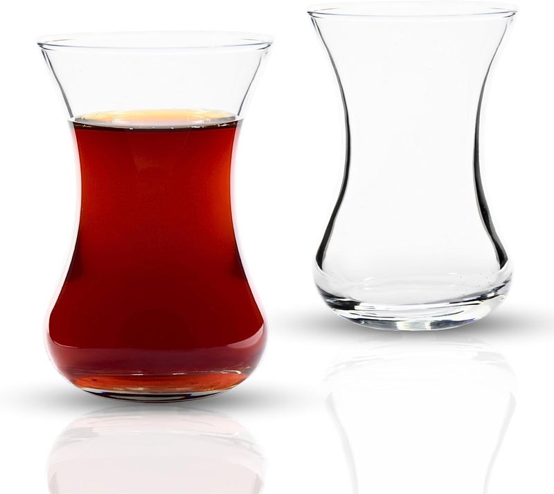 UMS Turkish Tea Glass Set, 10 Glasses, Big Size, Slim Waist Design and Thick Sole Prevent Tea From Getting Cold, Easy to Keep for 10 People, Useful Tea Set (10 Pieces) - Image 5
