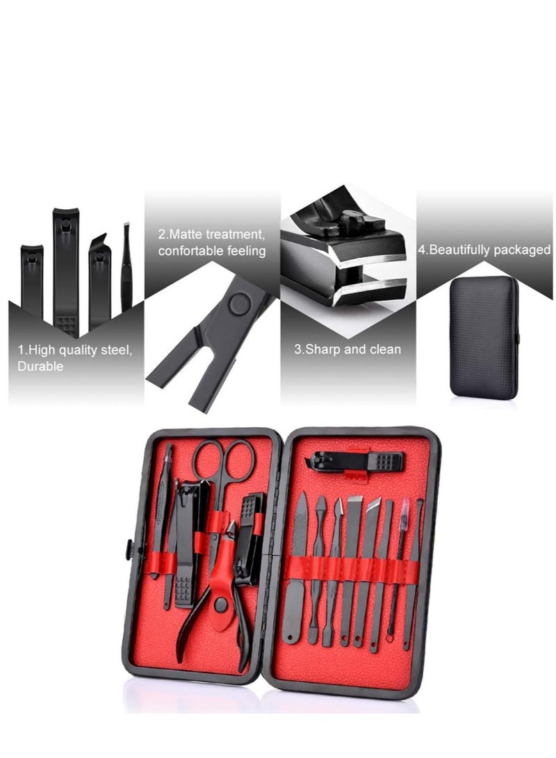 KASTWAVE Professional Cuticle Nail Cutter Set Stainless Steel Nail Scissors Nail Care Tool for Man Woman Travel With Exquisite Leather Box (Black) - Image 4