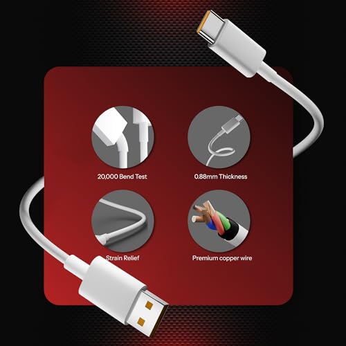 AILKIN 80W Dart USB to Type C Cable,Fast Charger Charging Cable Compatible for Realme 15/14/13/12/11/10/9 Pro/Plus Series,Narzo 80/70/60/50 Series,Realme GT 7/GT6/P3/P4/P3/Lite/Pro & More - Image 4