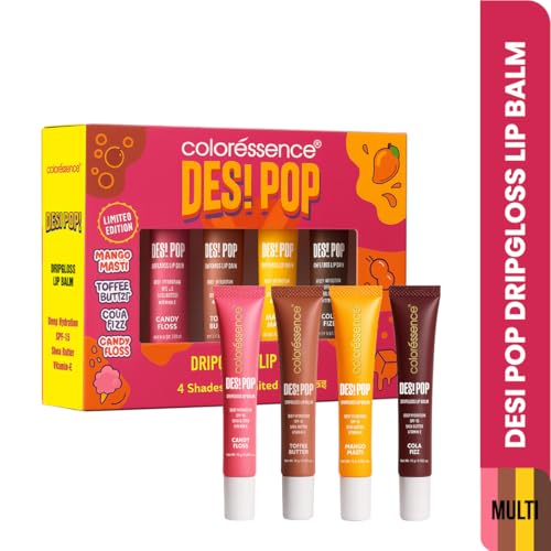 Coloressence Desi Pop DripGloss Lip Balm Kit SPF-15, Pack of 4 Flavours x 10gm | Deep Hydration | Enriched with Vitamin E, Shea Butter & Coconut Oil - Image 2