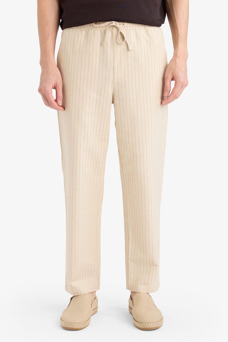 DeFacto Beige Man Cotton Linen Trousers Casual - Image 2