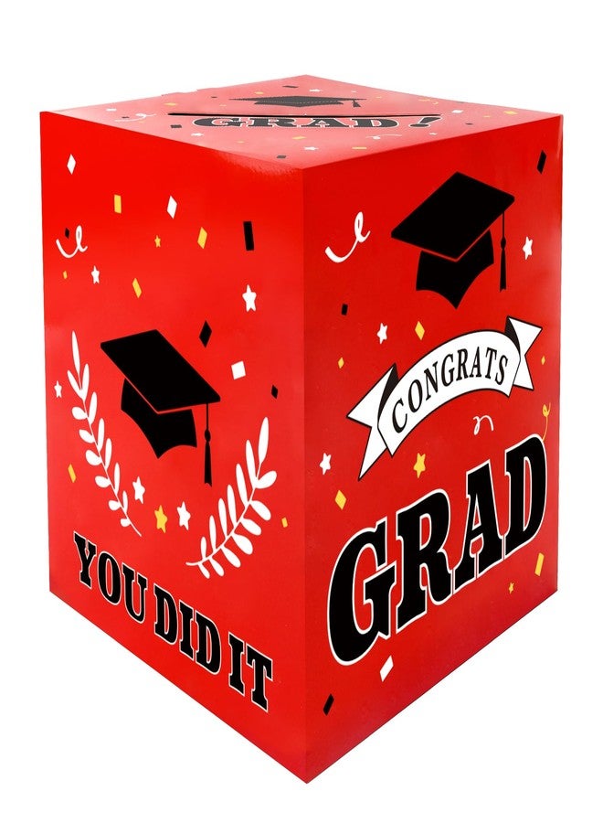 QIHOMPIB 2026 Graduation Decorations Red Black White Graduation Card Box Holder Class of 2026 Party Favors Supplies Accessories Gifts Money Box for Letter Cash Table Decor Congrats Grad Decor - Image 1