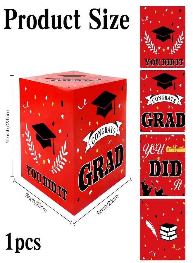 QIHOMPIB 2026 Graduation Decorations Red Black White Graduation Card Box Holder Class of 2026 Party Favors Supplies Accessories Gifts Money Box for Letter Cash Table Decor Congrats Grad Decor - Image 2