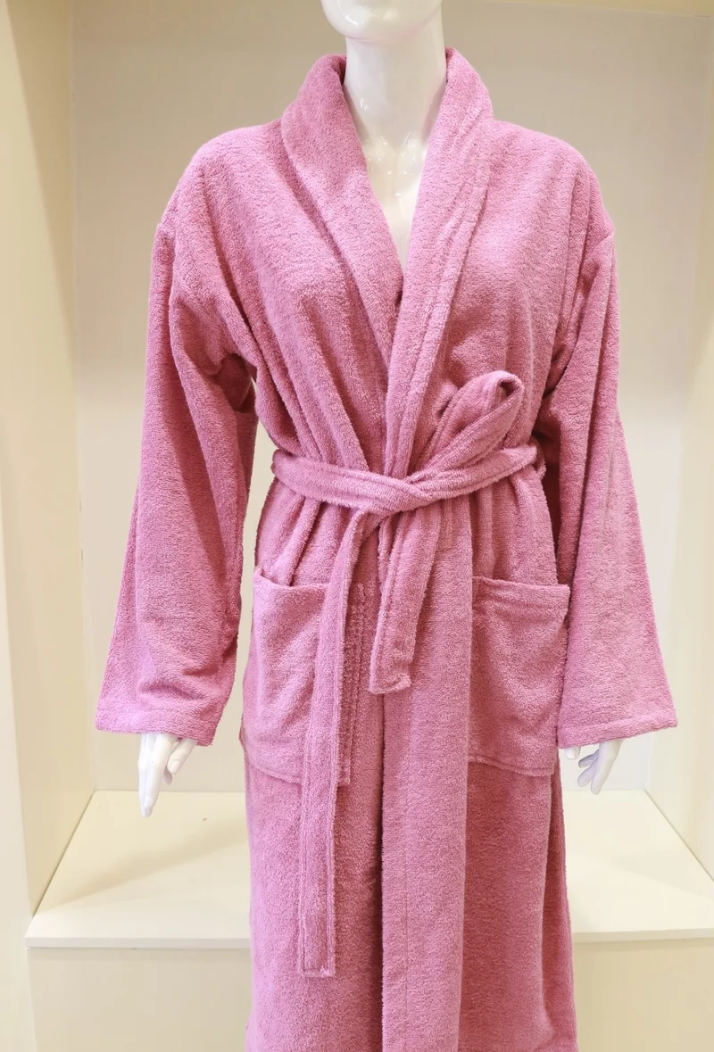 Ender Home Bathrobe Shalyaka Model Two Pockets Belted Cotton Boucle Bathrobe