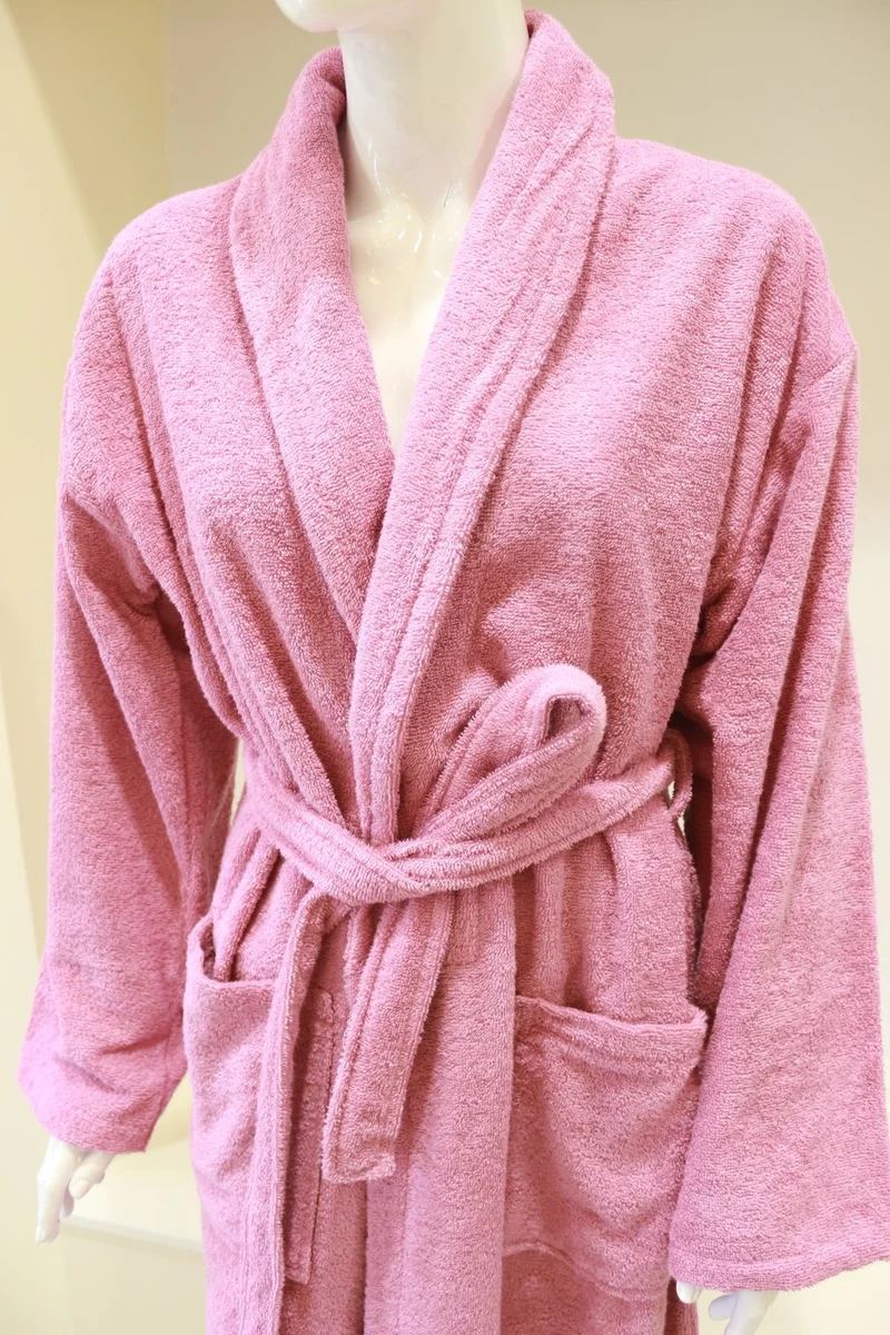 Ender Home Bathrobe Shalyaka Model Two Pockets Belted Cotton Boucle Bathrobe