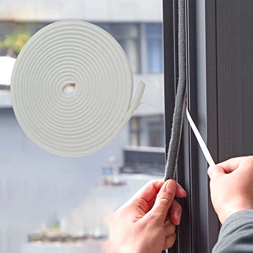 Bruiefpap 39.4FT Self-Adhesive Weather Stripping Seal for Door Frames & Sliding Windows, Door Soundproofing, Window Insulation for Winter, 0.35'' Wide x 0.2'' Thick, White - Image 1