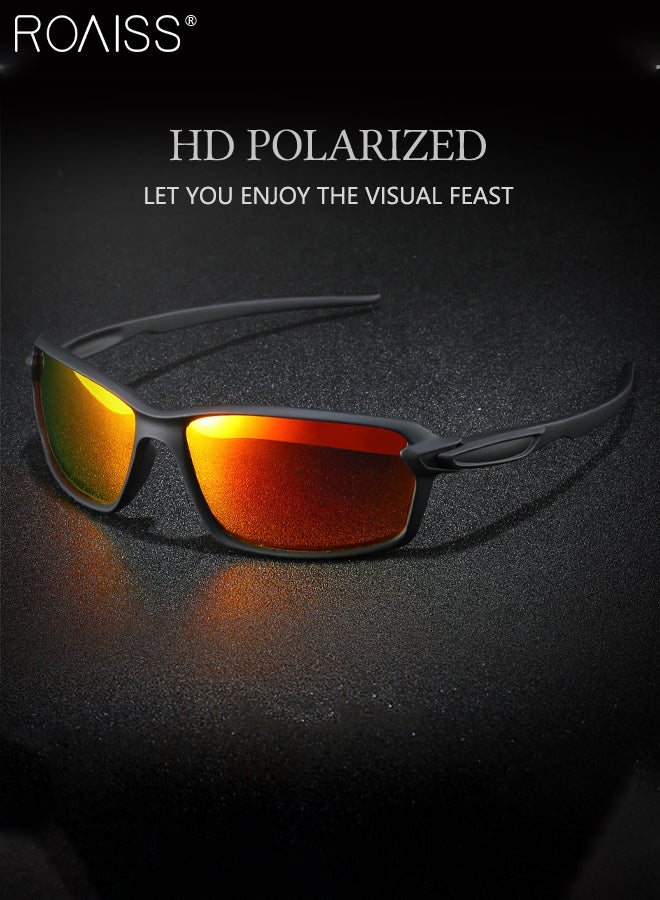 roaiss Polarized Sports Sunglasses for Men Women, UV400 Protection Cycling Glasses, Cycling Goggles for Baseball Running Fishing Golf, Black and Red - Image 3