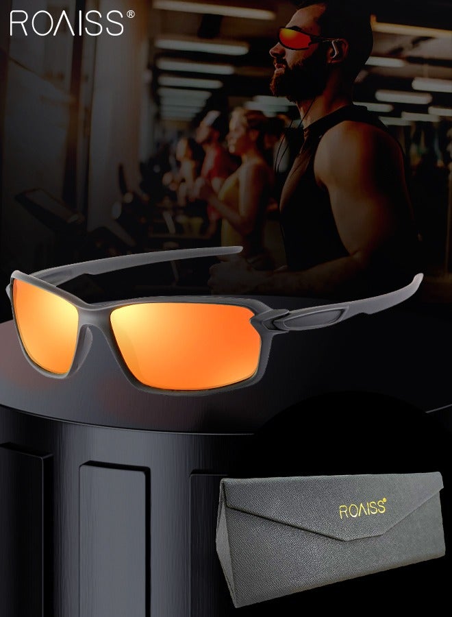 roaiss Polarized Sports Sunglasses for Men Women, UV400 Protection Cycling Glasses, Cycling Goggles for Baseball Running Fishing Golf, Black and Red - Image 2