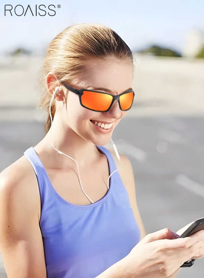 roaiss Polarized Sports Sunglasses for Men Women, UV400 Protection Cycling Glasses, Cycling Goggles for Baseball Running Fishing Golf, Black and Red - Image 1