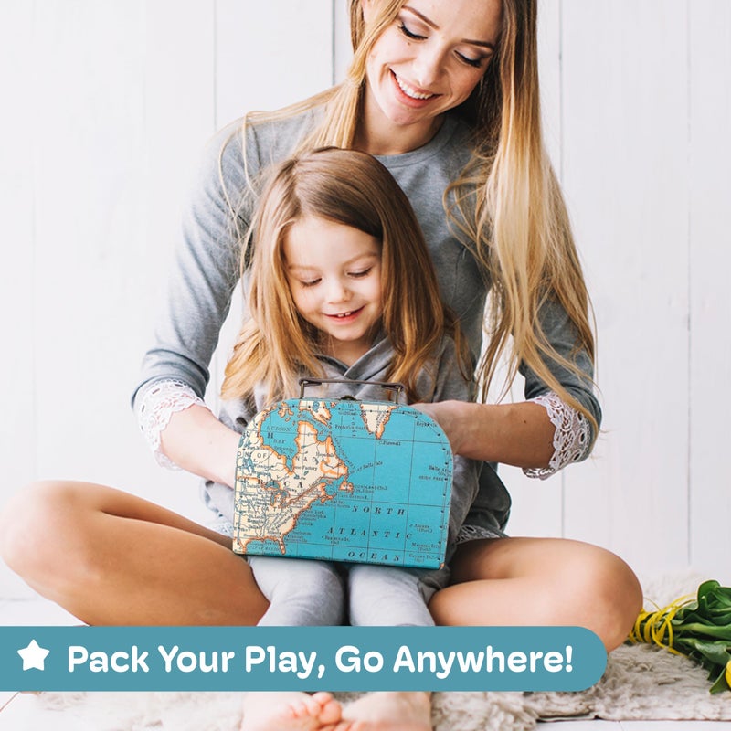 Jewelkeeper Paperboard Suitcases, Set of 3 Decorative Storage Boxes, Vintage Luggage for Birthdays, Weddings, World Map Design - Image 4