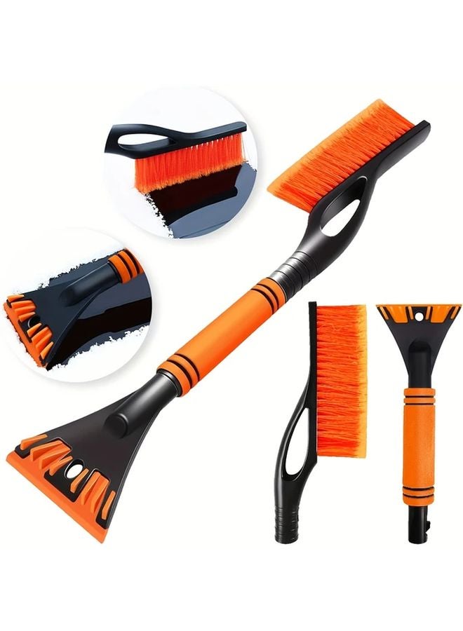 2 In 1 Snow Shovel Ice Scraper Orange Heavy Duty Pe Ergonomic Foam Handle Car Truck Suv - Image 1