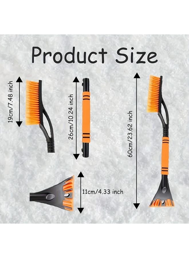 2 In 1 Snow Shovel Ice Scraper Orange Heavy Duty Pe Ergonomic Foam Handle Car Truck Suv - Image 3