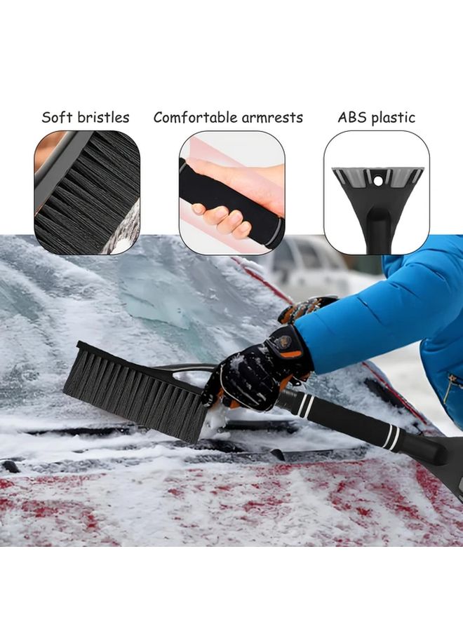 2 In 1 Snow Shovel Ice Scraper Orange Heavy Duty Pe Ergonomic Foam Handle Car Truck Suv - Image 4