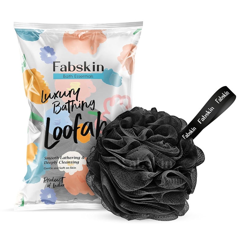 FABSKIN Loofah for Bathing Bath Shower Sponge Scrubber Exfoliator for Women and Men Body Wash Scrub Bath Scrubber for Body BLACK - Image 1