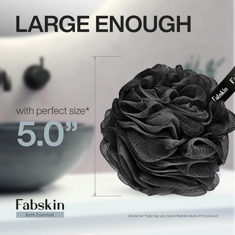 FABSKIN Loofah for Bathing Bath Shower Sponge Scrubber Exfoliator for Women and Men Body Wash Scrub Bath Scrubber for Body BLACK - Image 4