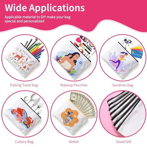 AMDAILY 24Pcs Sublimation Blank Canvas Makeup Bags, Bulk Blank DIY Heat Transfer Cosmetic Makeup Bags w/Black Zipper for Bridesmaid Makeup Bag Travel Toiletry Pouch Storage, Christmas Craft - Image 4