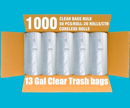 BEIDOU-PAC BEIDOUPAC Trash Bags 13 Gallon 1000 Count Bulk Value Pack Clear Plastic Recycling Garbage Bags Multipurpose Tall Kitchen Trash Bags Can Liners for Business Home Commercial and Industrial - Image 5