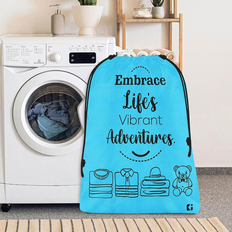 Kuber Industries Pack of 4 Cloth Storage Bag NonWoven Storage Organizer Travel Cloth Carrying Bag Garments Cover for Laundry Travel Storage Organizer for Clothing Large Sky Blue - Image 4