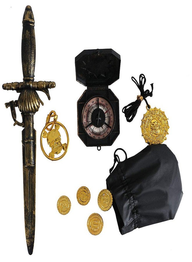 Tacobear Kids Boys Pirate Costume Pirate Toddler Halloween Dress Up Costume & Pirate Hat Sword Eye Patch Compass Earring Purse Coin Medallion for Kids 6-8 - Image 5
