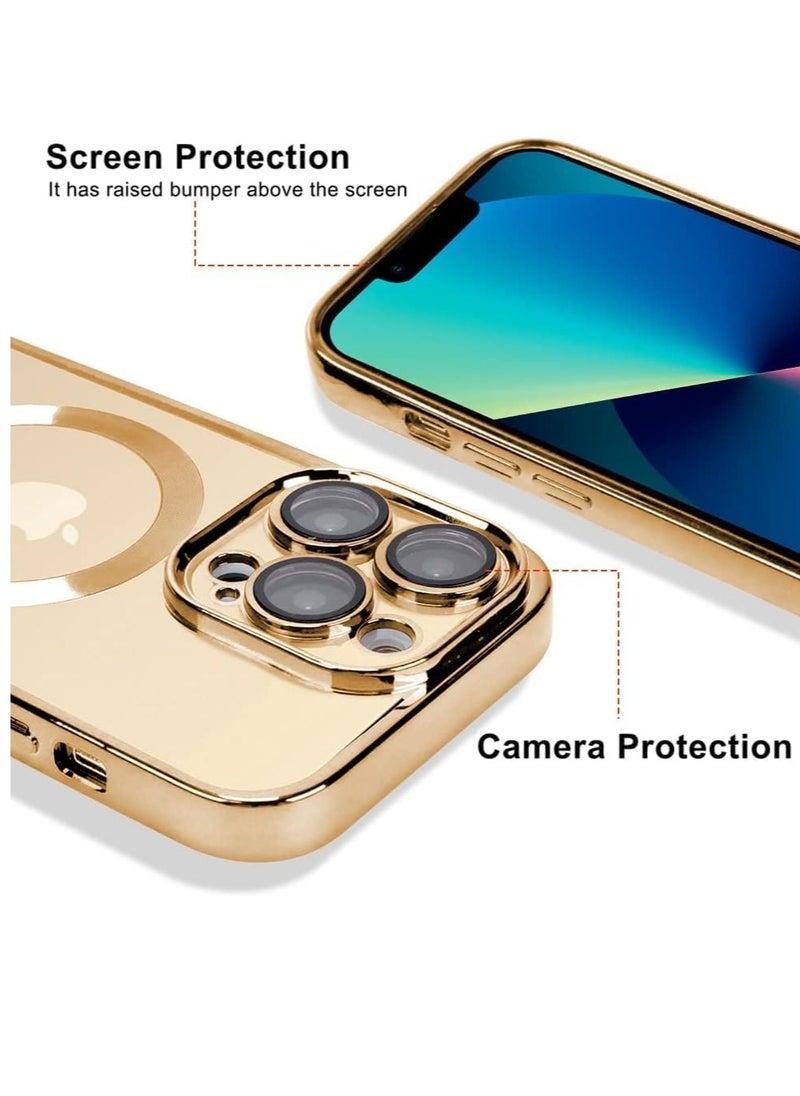 ELTRAZONE - ELTRAZONE Compatible With iPhone 13 Pro Max Case with Camera Lens Protector Anti-Scratch Shockproof Protective Slim Plating iPhone 13 Pro Max Case for Women Men - Gold - Image 1
